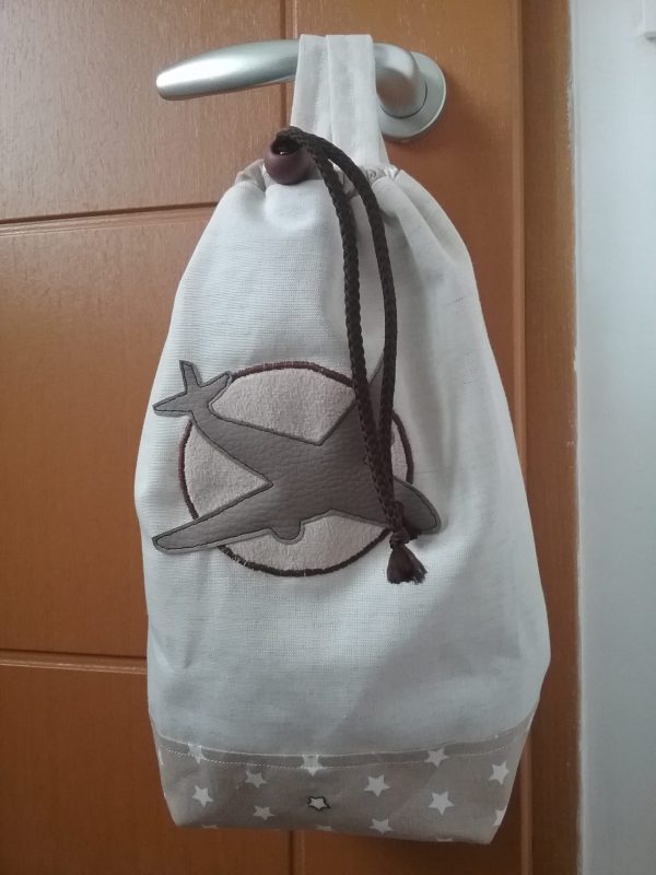 Sac baluchon sac à dos avion beige marron