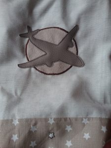 Sac baluchon sac à dos avion beige marron détail
